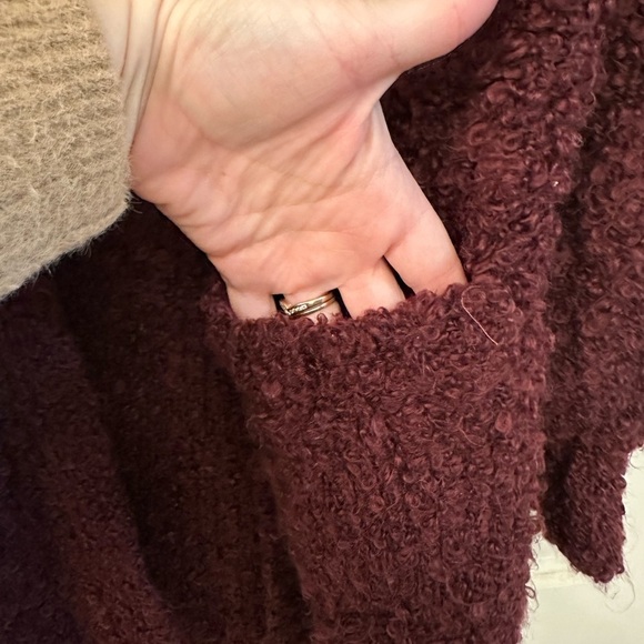 AEO Womens Cardigan‎ Sweater Open Front Pockets Cozy Burgundy Small - Picture 5 of 7